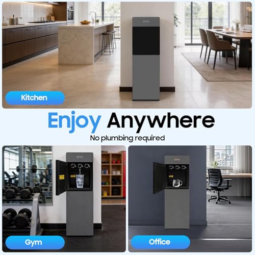 Image of Bottom Loading Water Cooler Dispenser for 3 or 5 Gallon Bottles,3 Temperature Settings Hot,Cold & Room Water Dispenser with Empty Bottle Alert,Stainless Steel Finish,for Office Home