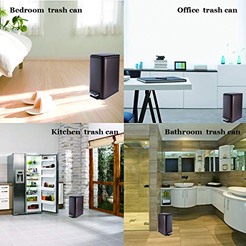 Cltec 5 Liter/1.3 Gallon Bathroom Trash Can With Lid Soft Close, Removable Inner Waste Basket, Rectangular Slim Small Garbage Can For Bedroom Office, Narrow Step Trash Bin, Dark Bronze Finish #TOP6