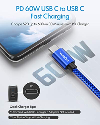 Image of CLEEFUN USB C to USB C Cable 1ft, 5-Pack C to C Cable Fast Charging 60W | Type C Charger for iPhone 17 16 15 Pro Max /Plus, Samsung Galaxy S26 S25 S24 Ultra, iPad /MacBook USBC to USBC Cord