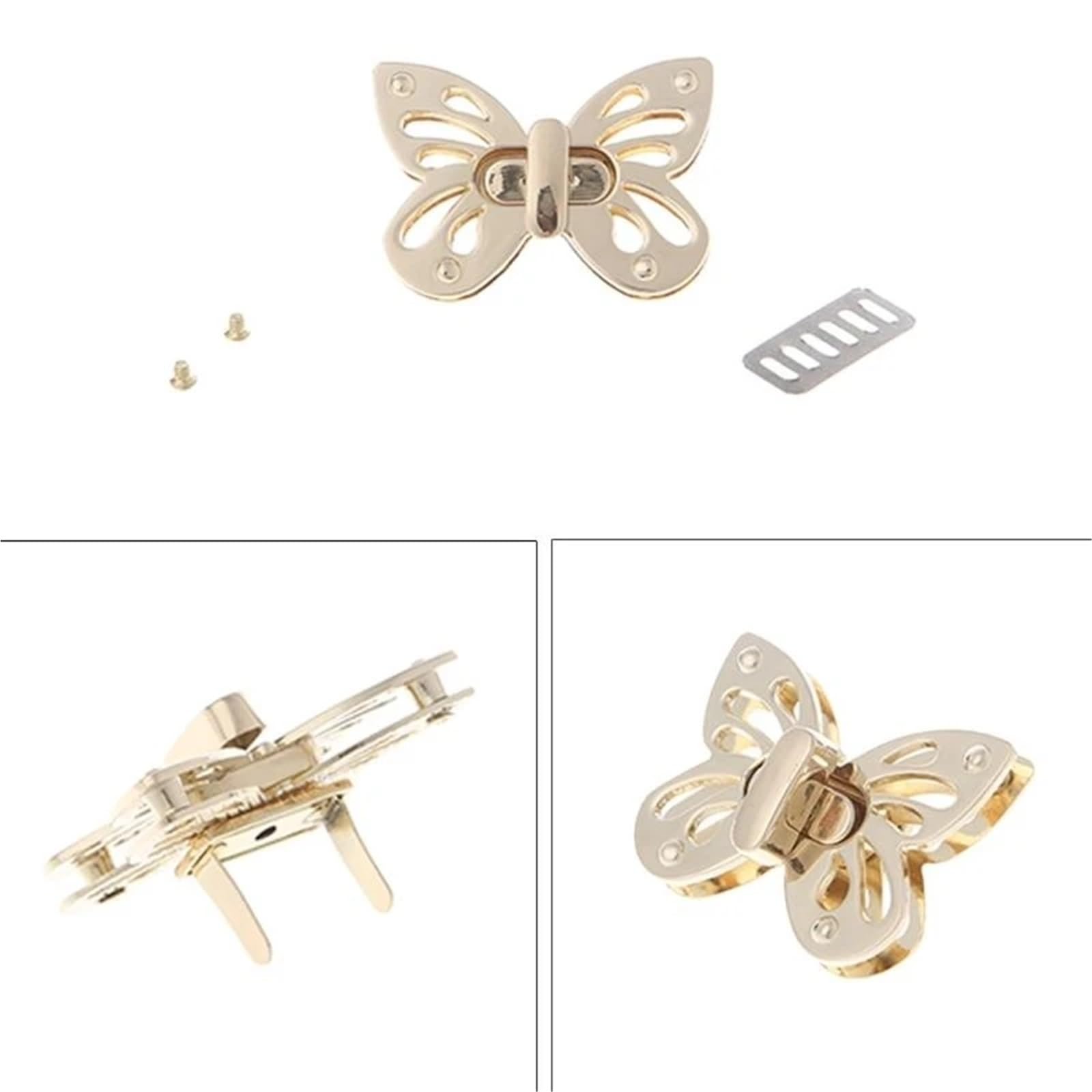 Skręć zamek, zamknij portfel, Metalowe zapięcia motylkowe do torebki DIY, zestaw 10 sztuk, jasnozłote, 5 x 3,7 cm