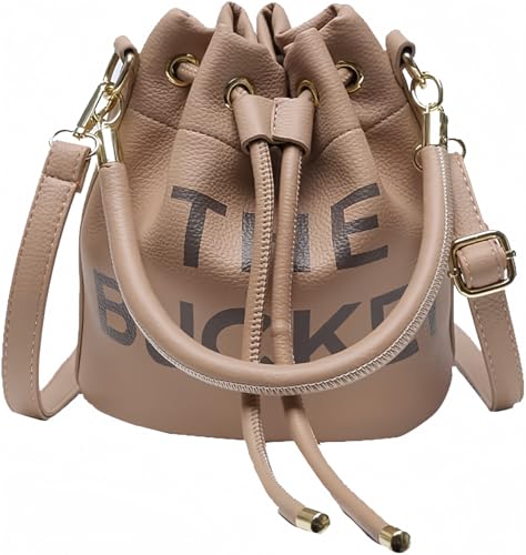 Small Bucket Bag for Women, Leather Purses, Crossbody/Handbag/Hobo Bag(7.9 * 7.9 8.3in) (Khaki) -  NEGBIU