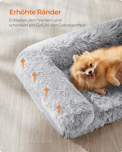 Feandrea FluffyHug Hundebett, Hundekissen Größe M, Hundematte für Miniaturhunde, kleine Hunde, Hundesofa Noppenschaumstoff, Bezug abnehmbar und waschbar, 76 x 58 x 16 cm, Ombré-Grau PGW231G01V1