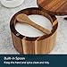 KITCHENDAO Acacia Wood Salt Cellar Bowl Box with Built-in Spoon to avoid Dust, Elegant Kitchen Salt Container Holder with Swivel Magnetic Lid to Storage Pepper Spice Bath Salt Sea Salt, 6OZ