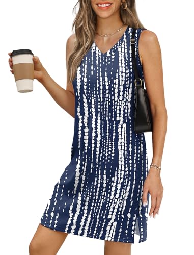 Image of BKRIVE V-Neck Summer Casual Beach Dresses for Women 2026 Vacation Women's Sleeveless Sundress with Split