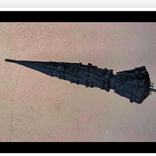 Outgeek R2U4165401M24AR354 Ladies Sunproof Umbrella Parasol Lace Flowers Pagoda-Shaped Victoria Style Long Handle (Black) 2 thumb #4