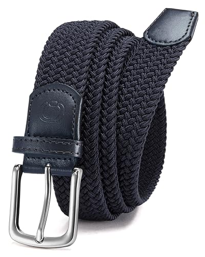 Image of Chaoren Leather Ratchet Belt 2 Pack Dress with Click Sliding Buckle 1 3 /8 inch in Gift Set Box - Adjustable Trim to Fit