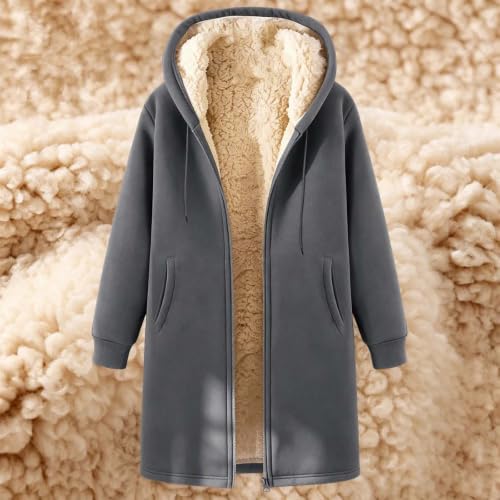 Long Fleece Jacket Men Sherpa Lined Full Zip Coat Fleece Lined Hooded Coat - image 3