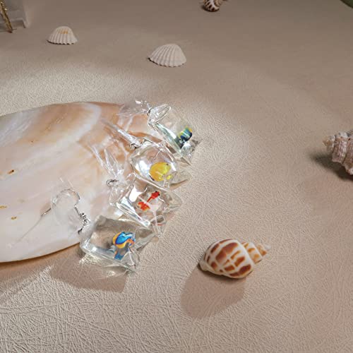 Funny Cute Animal Fish Earrings - Goldfish Water Bag Shape Dangle Hook Colorful Tiny Goldfish Bag Earrings Punk Personalized Charm Accessories Jewelry for Women 5