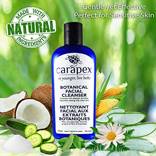 Carapex Botanical Facial Cleanser, Gentle Makeup Remover With Aloe & Japanese Green Tea For Sensitive, Dry, Oily, Combination, Aging Or Acne Prone Skin - Fragrance Free, Paraben Free, 4 Oz #TOP3