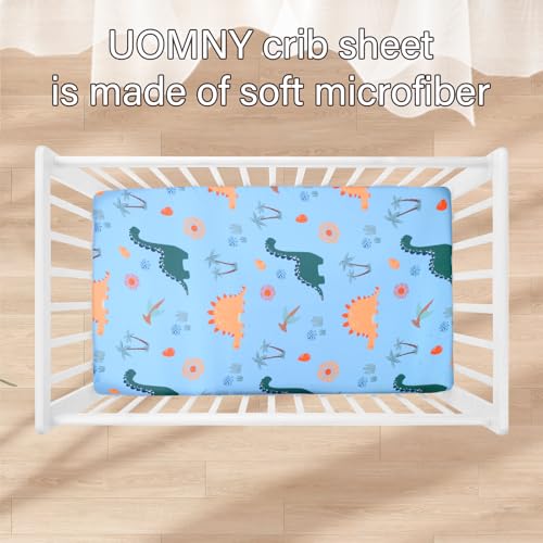 Image of UOMNY Crib Sheet, Dinosaur Crib Sheets Baby Sheet for Standard Crib and Toddler Mattresses Nursery Bedding Sheet Crib Mattress Sheets for Boys and Girls 1 Pack Toddler Sheet