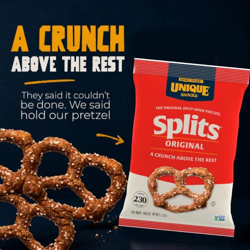 Image of Unique Snacks Original Splits Pretzels, Crunch, 2 Oz Bags, Pack of 24