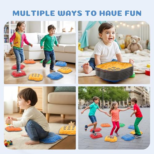 Balanciersteine für Kinder,8 Stück Rutschfeste Trittsteine ​​für Kleinkinder, Sensorische Trittsteine ​​zur Förderung des Gleichgewichts und der Koordinationsfähigkeit von 3+ Jahren