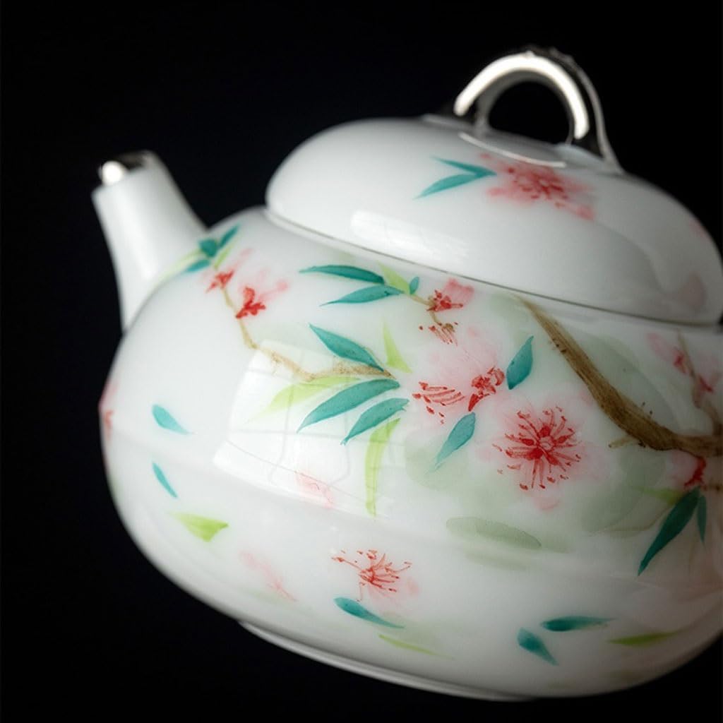 Ceramic Teapot Ceramic Hand-painted Peach Blossom Teapot, Household Kung Fu Tea Set Teapot, Single Teapot With Filter Tea Pot Ceramic