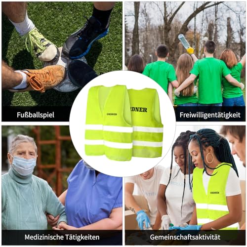 jiawaggag 10 Stück Ordner westen warnweste mit aufdruck ordner warnwesten gelb sicherheitsweste ordner Signalweste Reflektionsstreifen XL Fluoreszierendes Gelb