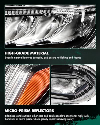 Image of SCITOO Headlight Assembly Fit 2018-2021 for Honda Accord Chrome Housing Amber Reflector Right Side Headlight 33150-TVA-A01