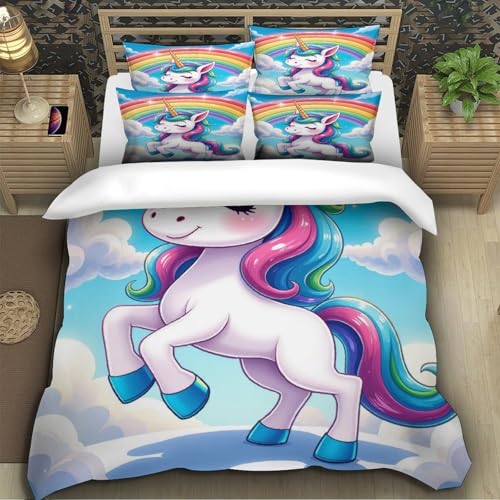 Housse de couette licorne ultra douce avec fermeture éclair 3D - 5