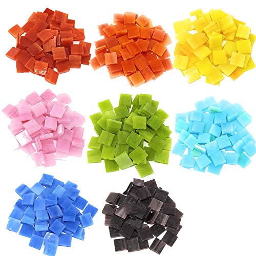 Colorful Mosaic Tiles – 480 Pieces Pack Of Assorted Stained Glass Mosaic Tile Supplies For Diy Crafts, Plates, Picture Frames, Flowerpots, Handmade Jewelry – Small Square Decorative Tiles In 8 Colors #TOP5