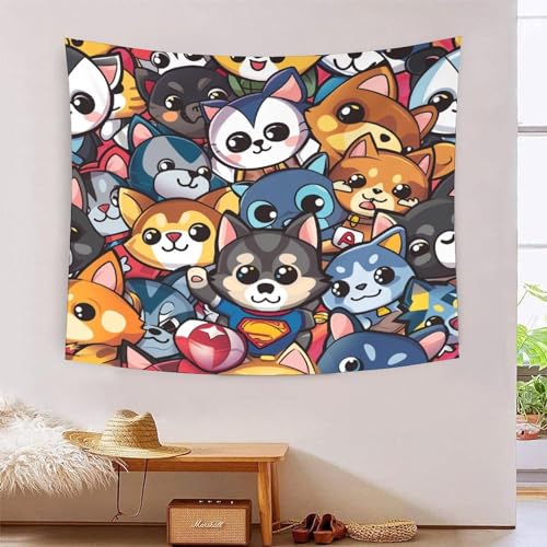 Tapisserie Corgi 3D grand tissu mural pour cacher un mur abîmé facilement