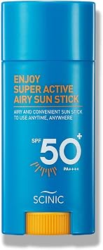 Scenic Sunscreen Stick, Enjoy, Super Active Airy, Sunstick, SPF50+, PA+++, 0.5 oz 15 g, Genuine Import Product, Made in Japan, ENJOY SUPER ACTIVE AIRY SUN STICK Sunscreen, Face, Body, UV Protection, Korean Cosmetics