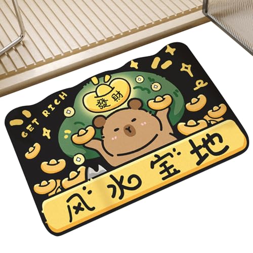 Alfombrilla de baño de secado rápido | absorbente y bonita alfombrilla de baño con diseño de capibara - cojines para el suelo para ducha y aseo al aire libre Hotel Spa Seniors Niños Invitados WC