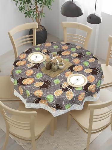 Image of Dakshya Industries PVC Waterproof Round Table Cover for 4 Seater Dining Table | 60 Inch Round Printed Table Cover | Spill Proof, Oil Resistant, Heat Resistant, Wipe Clean