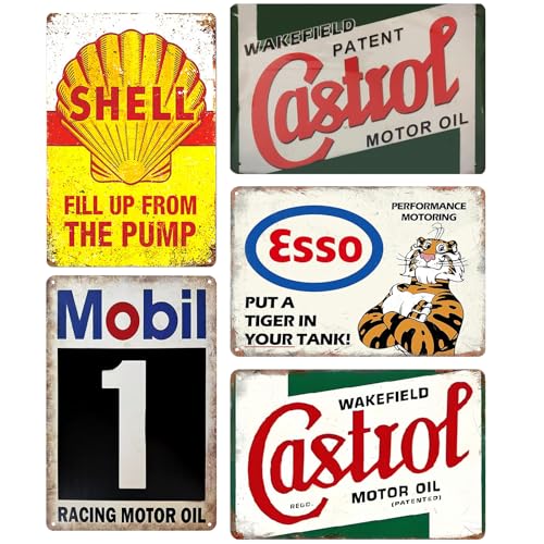 Lot de 5 plaques en métal rétro : WIYETY 20 x 30 cm - Poster en métal - Atelier - Plaque en métal vintage - Plaque métallique rétro pour mur de maison -...