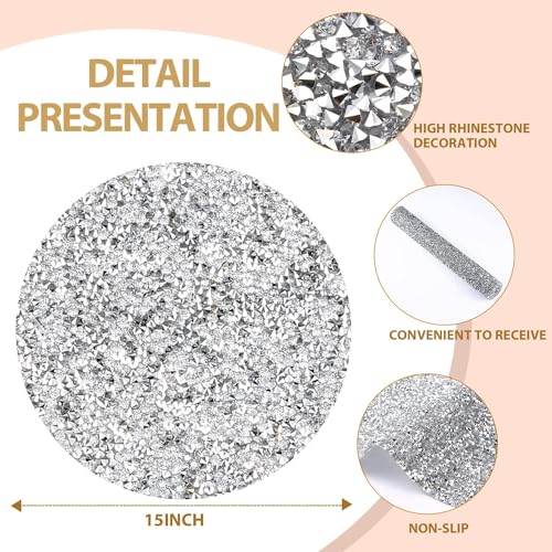 Blinworld Rhinestone Placemat Silver Bling Placemat Waterproof Heat Resistant Washable Table Mat thumb #1
