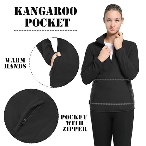 33,000ft Women's Half Zip Fleece Pullover Ladies Warm Fleece Jacket Soft Microfleece Ski Jackets Breathable Outerwear with A Big Pocket for Travelling Running Outdoor Sport - Image 4