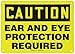 Accuform MPPA608VA Aluminum Safety Sign, Legend"Caution Ear and Eye Protection Required", 10" Length x 14" Width, Black on Yellow