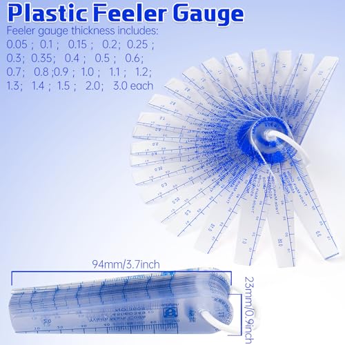 Trandraft 2 Set Plastic Feeler Gauge 0.05mm to 3mm Metric Gap 21 in 1 Measurement Tool 21 Leaf with Black Velvet Storage Bag for Measuring Gap, 3D Printing, Guitar String, Valve, Electronics Industry