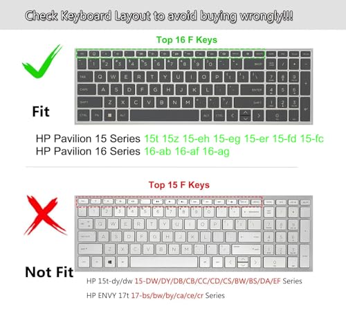 Image of Oaky Keyboard Protector for HP Pavilion 15.6 inch 15t 15z 15-eg /eh /er | 15t-gh /eh Series. 15t /15z-eg.. Laptops - Black Silicone Keyboard Cover