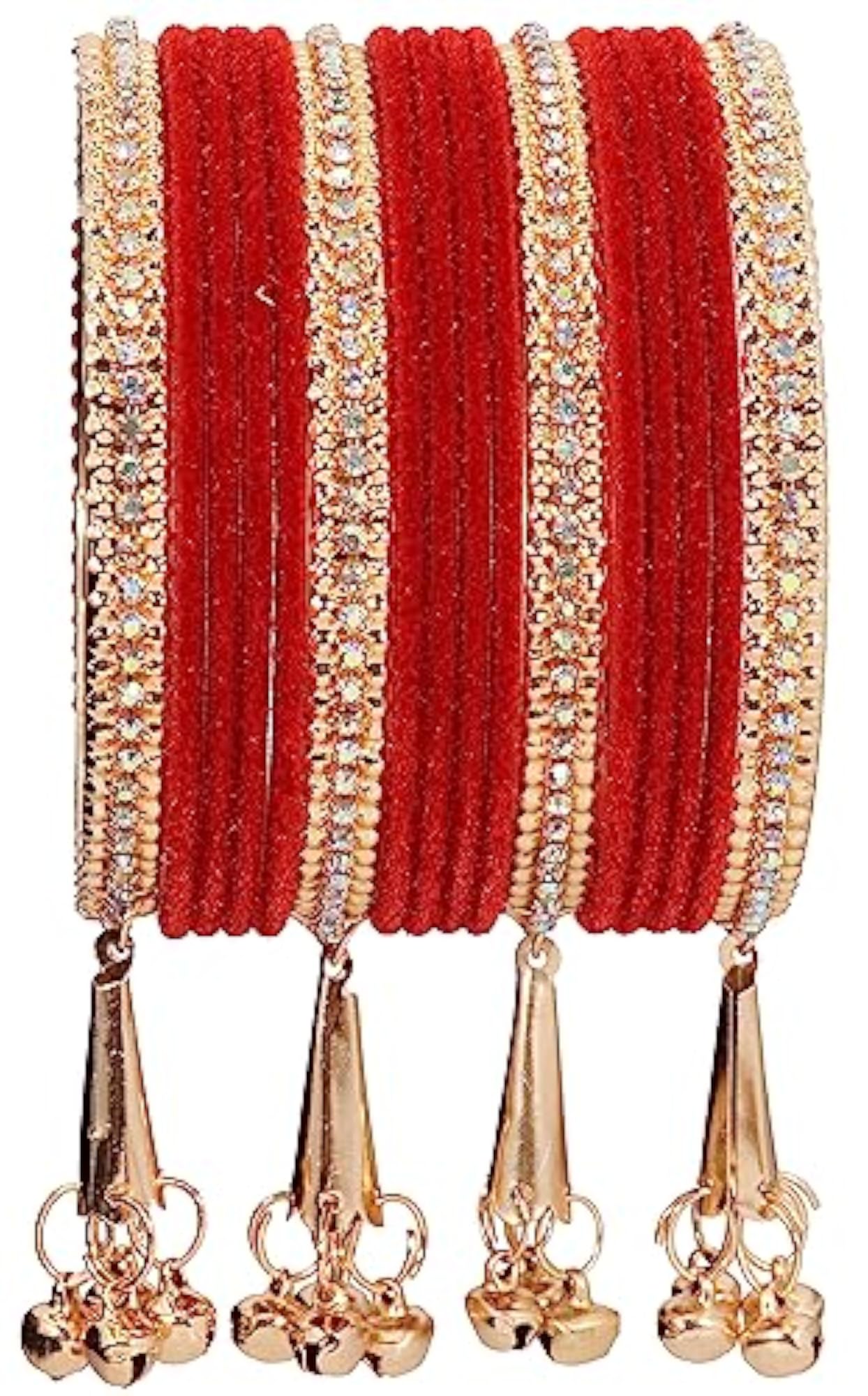 Zircon Gemstone Velvet Bangles Set RoseGold 2.8 Inches