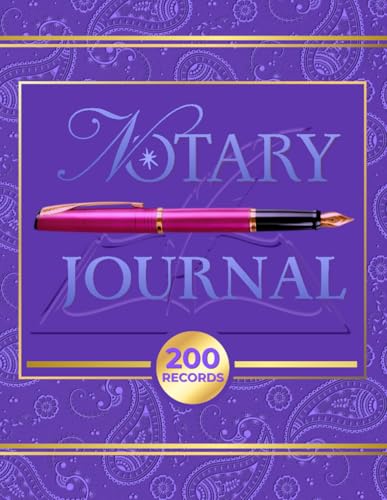 Notary Journal: A Notary Public Log Book to Record 200 Notarial Acts - Indigo and Gold Cover