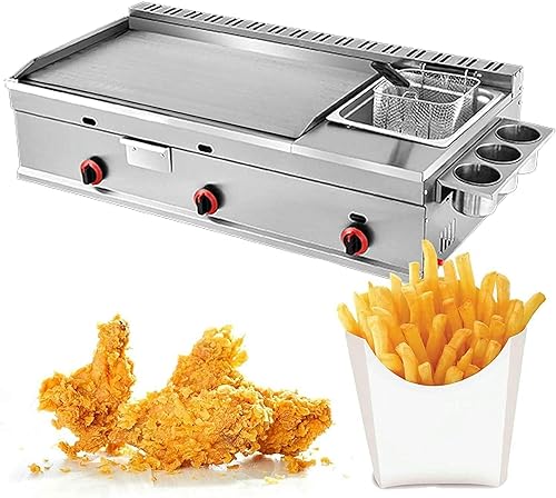 JKJZSALJ Freidora De Gas Comercial - Freidora De Acero Inoxidable con Cesta para Restaurantes Y Cocinas Domésticas