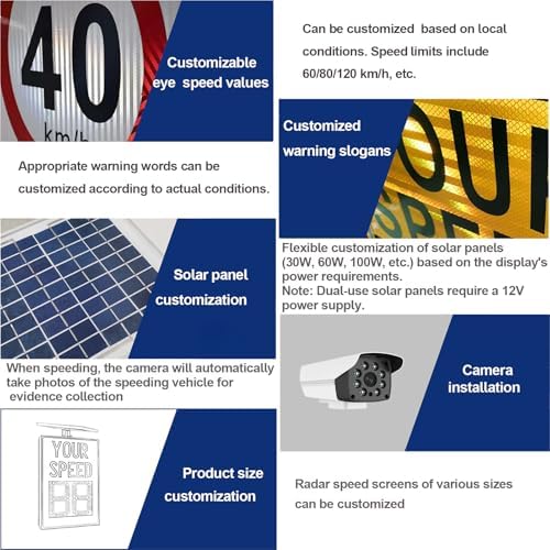 Solar-Powered Radar Speed Sign, Waterproof, 300m Detection Range, Displays Speed for 4 Lanes, 60x90cm Traffic Safety Solution, Enhance Road Safety