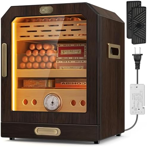 Cigar Humidor, Lighted Control Magnetic Door Desktop Cigar Humido...