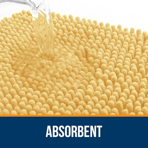 Image of OLANLY Bathroom Rugs Sets 2 Piece, Soft Absorbent Chenille Bath Mats and U-Shaped Contour Toilet Mat Area Rug Set, Machine Washable Bath Carpet, Home Decor Accessories(36 inchx24 inch+24 inchx20 inch, Yellow)