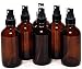6, Amber, 4 oz Glass Bottles, with Black Fine Mist Sprayers