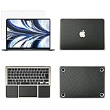 5点セット[画面＋天板＋底面＋パームレスト＋タッチパッド] ClearView MacBook Air 13.6 2024 M3 / 2022 M2対応 マット 反射低減＋スキンシール 保護 フィルム 傷防止 日本製 [ブラック カーボン調]