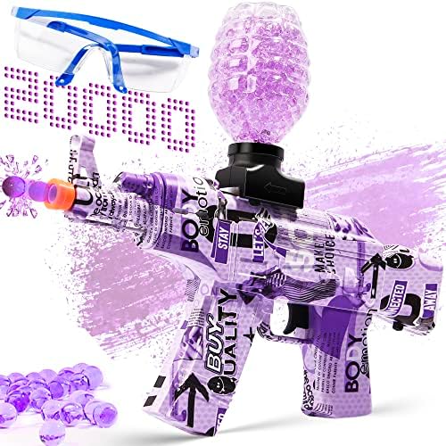 CAISSA Electric with Gel Ball Blaster, Purple Gel Ball Blaster Automatic, with 20000+ Water Beads and Goggles, for Outdoor Activities - Shooting Team Game, Ages 12+, Purple