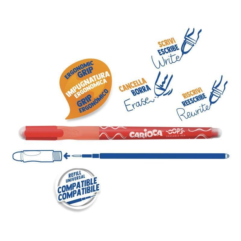 CARIOCA Penna cancellabile oops rosso 0.7mm