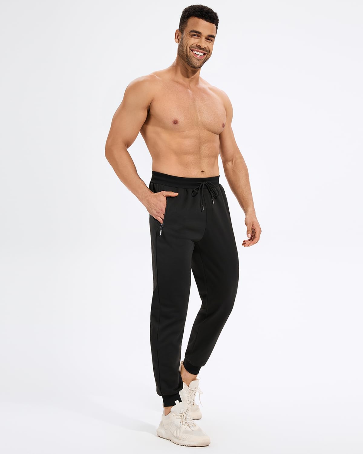 3-4 Pack Men's Athletic Joggers Sweatpants with Zipper Pockets Athletic Pants for Men Running,Workout, Soccer - Image 2