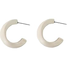 C Wooden Hoop Earrings Vintage Bohemian Nature Wooden Hoop Stud Earrings Natural Lightweight Geometric Retro Earring for Women