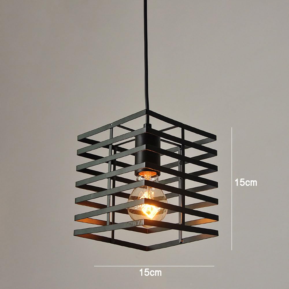 Regulowana lampa wisząca E26 Lampa bazowa Vintage Wisząca klosz do lampy Retro wisiorek Lampy sufitowe Pokrywy z kutego żelaza Czarne osłony na oprawy oświetleniowe Present