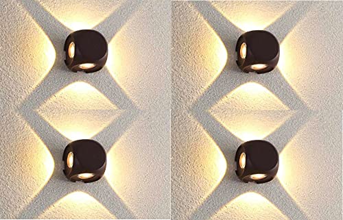 Image of Groeien (Pack of 4 16 Watts LED Square Shape Outdoor Exterior Wall Four Way Left Right UP Down Light (Warm White) (4)