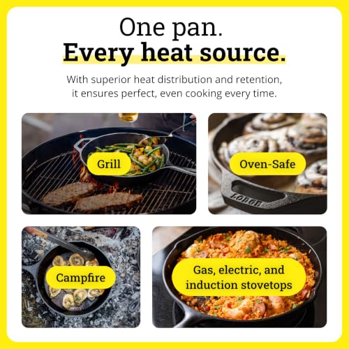 Image of Lodge Square Cast Iron Grill Pan 10.5 Inches - Pre-Seasoned Square Skillet - Ridged Burger Grill Pan - Even Heat Distribution - PFAS-Free Non-Toxic Cookware