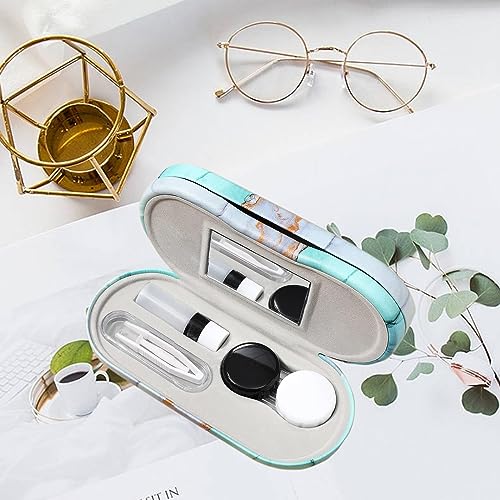 MUDOR 2 in 1 Contact Lens Case, Double Sided Contact Lens Travel Kit Includes Remover Tool with Tweezers,Dual Use Design for Contact Lens case and Glasses case (Marble Green) - Thumbnail 5