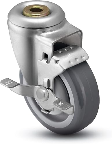 Miniatura 3 de Caster HQ  Rueda giratoria hueca de 4 x 1-14 pulgadas con frenos de rueda de bloqueo superior (goma dura)