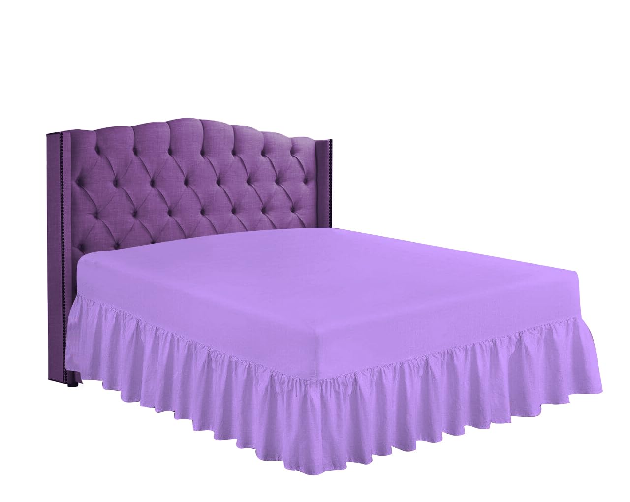HOME ACE Lilac Non Iron Percale Super King Size Valance Sheet Polycotton Fitted Valance Sheets, Fitted Valance Sheet Super Kingsize Bed, Poly Cotton Super King Size Bed Valance Sheet