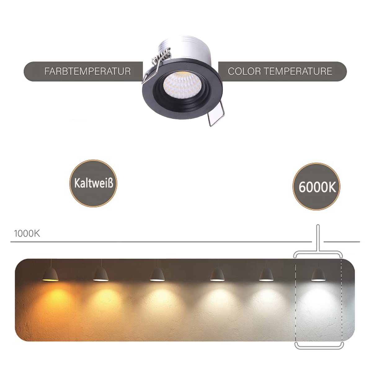 Lot De 4 Spots LED Encastrables YODAVE 3W - Blanc Chaud 3000K - Transformateur Inclus - Pour Meubles Et Vitrines
